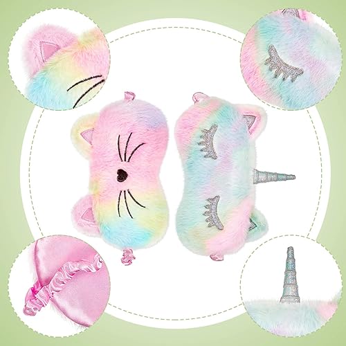 Miniatura 2 de Máscara de dormir de 3 piezas para niños, niñas, cubierta suave para los ojos para dormir, cubierta suave para los ojos para niños (color arcoíris,