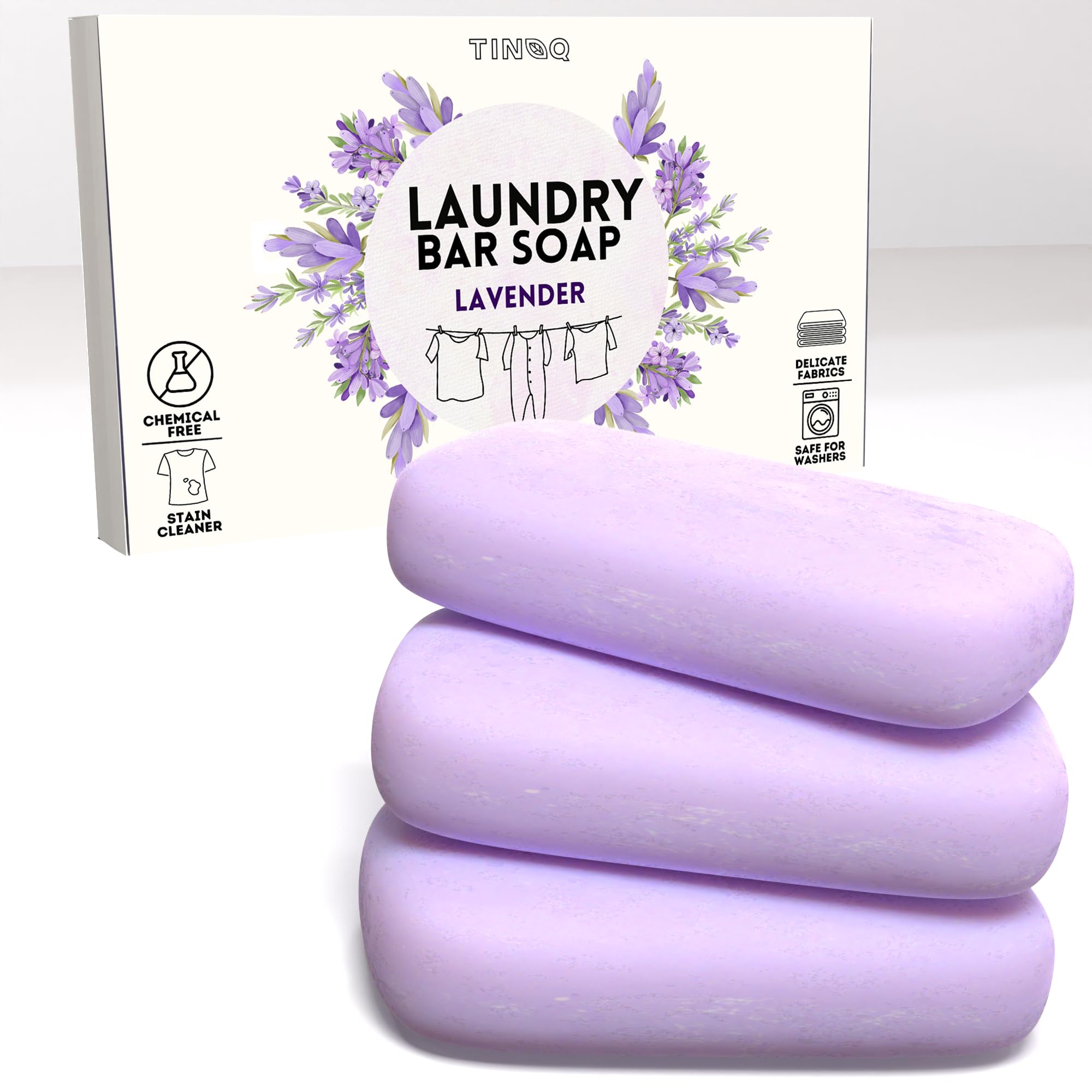 Hypoallergenic Laundry Soap Bar with Lavender for Sensitive Skin - 2Pcs