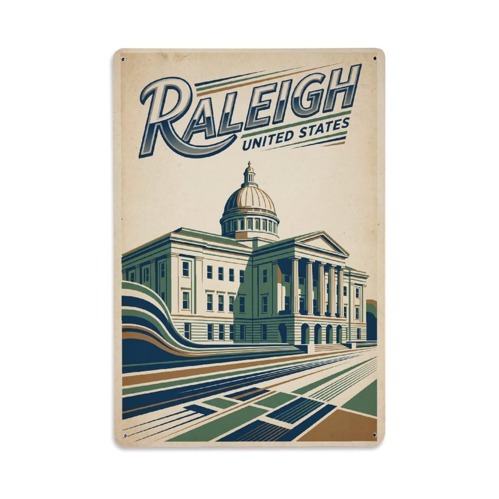 Xanthor Style Retro Usa Raleigh Travel Metal Tin Sign
