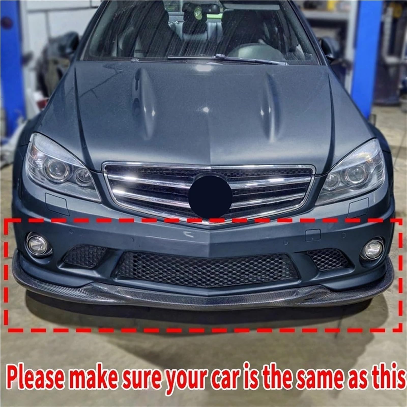 Przedni spoiler Splitter spojler zderzaka kompatybilny z Mercedes Benz AMG C63 W204 2007-2010 podbródek osłona zaporowa powietrza akcesoria tuningowe(Carbon Look)