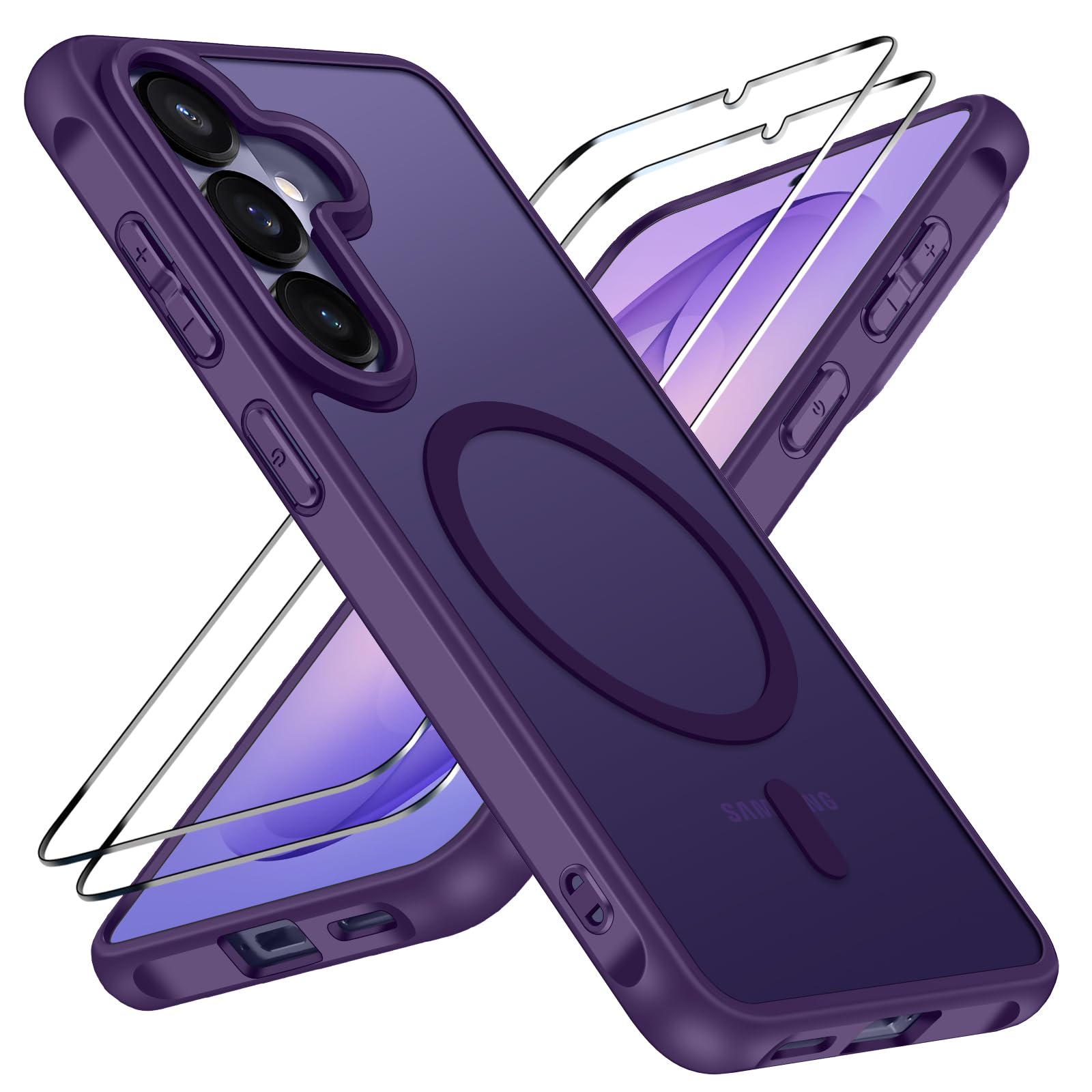 iVoler Cover Magnetica per Samsung Galaxy S26+ / S26 Plus 5G con 2 Pezzi Pellicola Vetro Temperato, [Antiurto di Grado Militare] Custodia Traslucida Opaca Sottile Anti-Impronte MagSafe Case, Viola