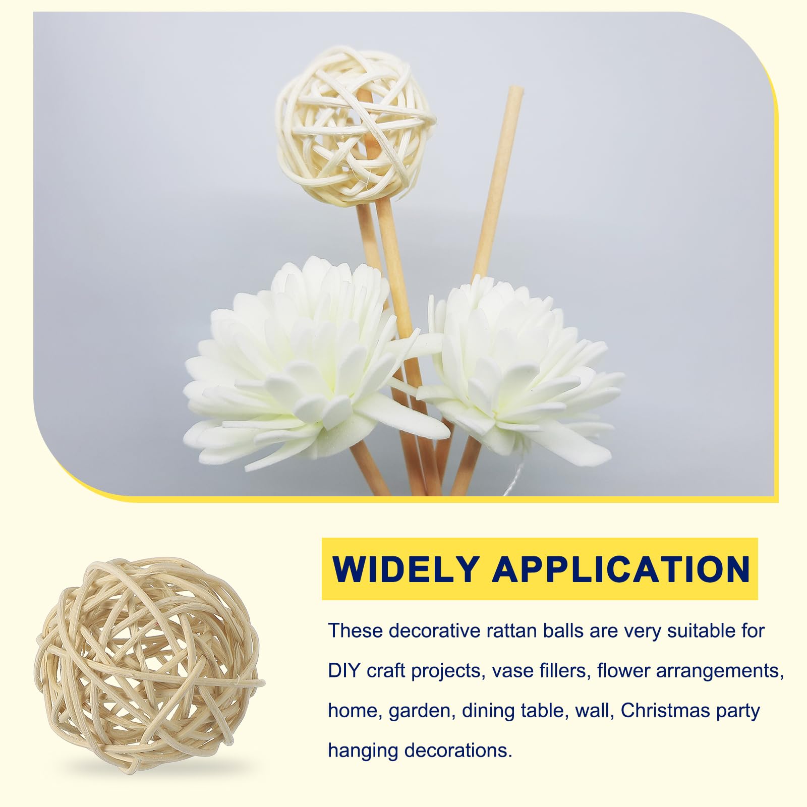 QUARKZMAN 6 Pezzi Palline in Vimini Rattan 2 Pollici Palline Decorative in Rattan Riempitivi per Vasi per Matrimoni Centrotavola Ciotole Decorazione per la Casa, Legno