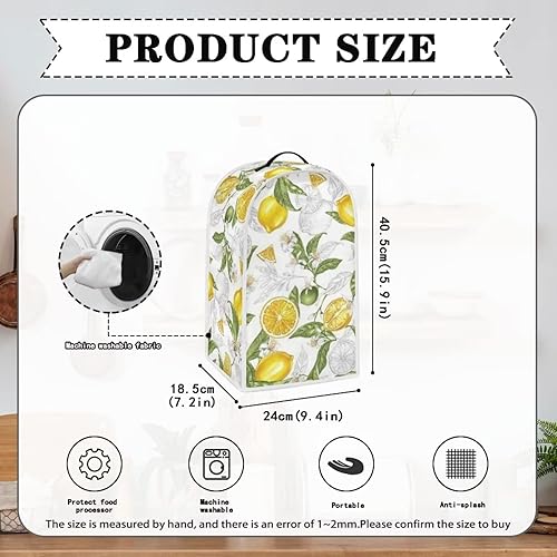 Miniatura 6 de Limón Blender - Funda protectora para batidora de cocina con mango superior, funda protectora de licuadora lavable, bolsa organizadora para batidora