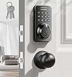 Keyless Entry Keypad Deadbolt with Handle Set, Smart Lock, Auto-Lock + One-Touch Lock, 100 Codes + 15-Min Easy Install, Ideal for Airbnb/Homes/Offices, Fits U.S. Standard Front Doors, Black
