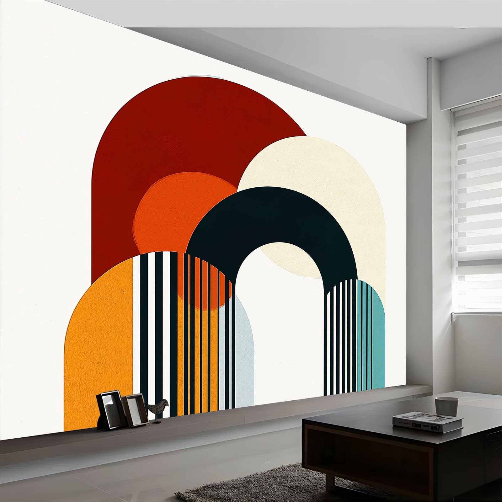 Générique 350 x 256 cm panoramiczna tapeta dla chłopców dziewcząt, czeska abstrakcyjna geometria plakat 3D, dekoracja ścienna premium do salonu, sypialni dorosłych, pokoju dziecięcego beżowy