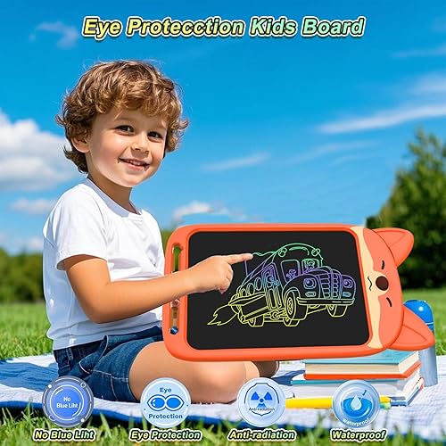Miniatura 5 de CHAFEGY Tableta de escritura LCD de 10 pulgadas para niños pequeños, almohadilla de dibujo electrónica, diseño de búho león, zorro, conejo, regalo