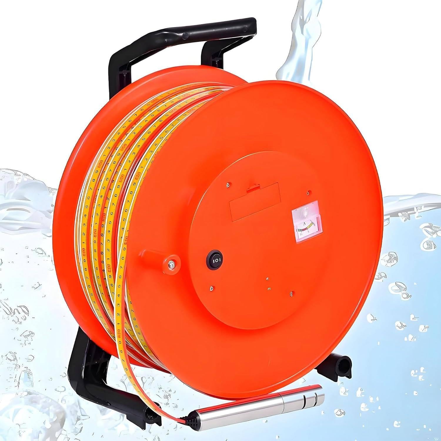 POIMHEW Deep Well Water Level Meter, Water Level Meter with Stainless Steel Probe,Boreholes Measuring Tools, Cable Reel Design, Groundwater/Well Depth Detector 65.6ft/20m