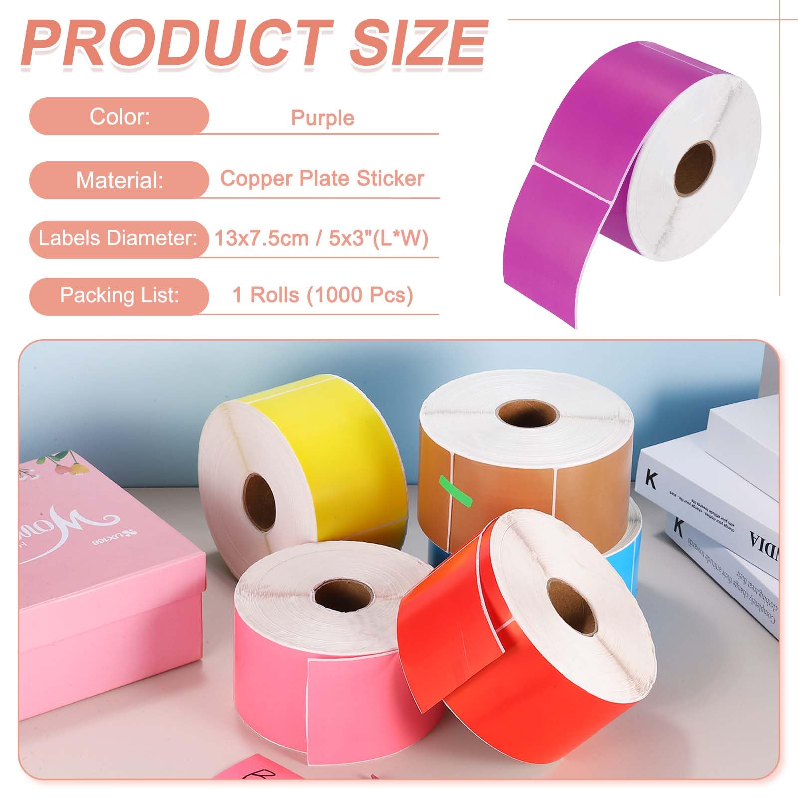 PATIKIL 1000 Etichette Adesive Colorate Per Codifica 13x7.5 cm Viola