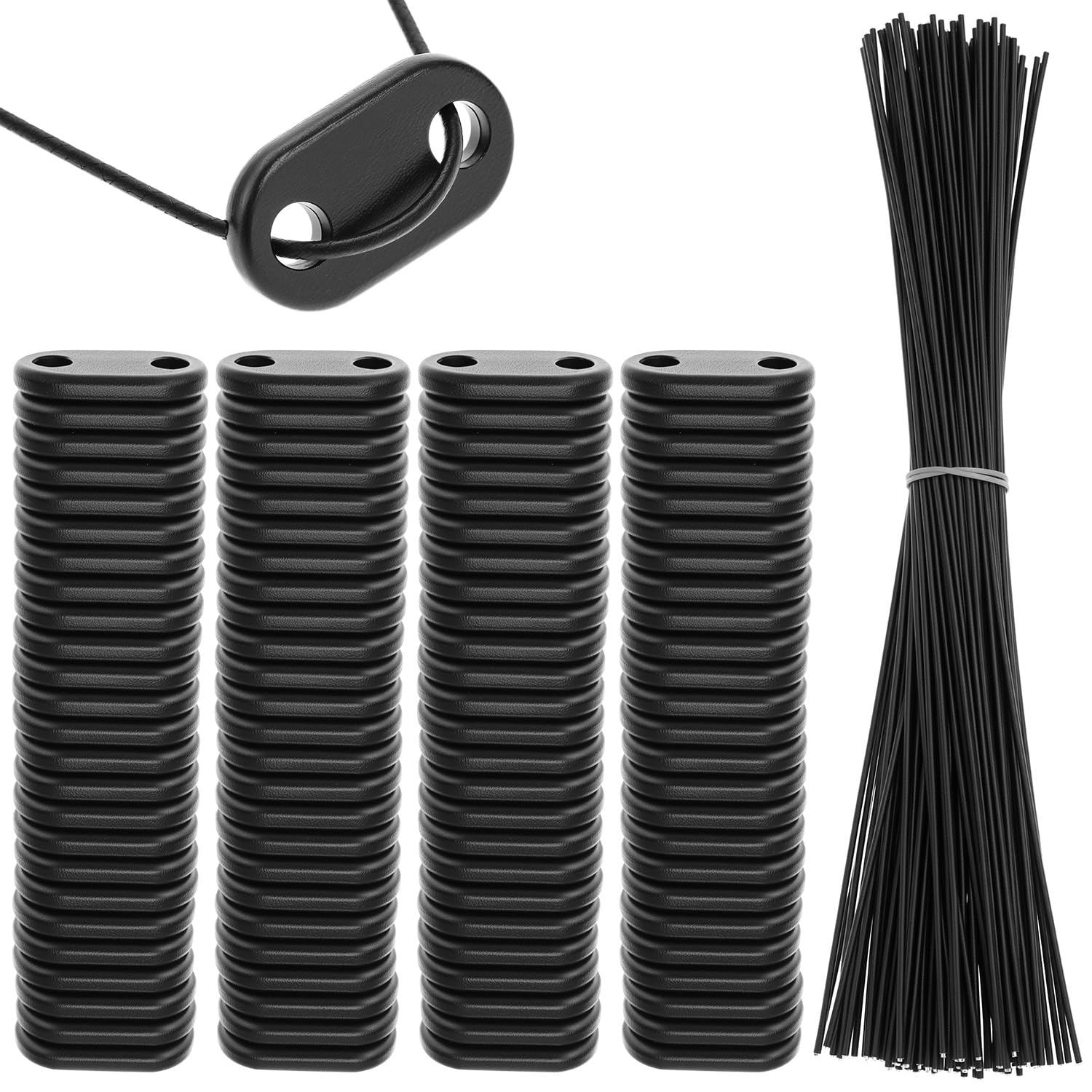 QWORK® 200 Pièces Fixation pour Brise-Vue, 100 Plaquettes de Montage en PVC résistantes aux intempéries et 100 Attaches, pour Jardin, terrasse et Balcon