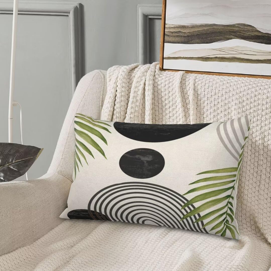 Boho Pillow Covers Set Of 2 – 12x20 Inch, Linen, Abstract Sunset Design