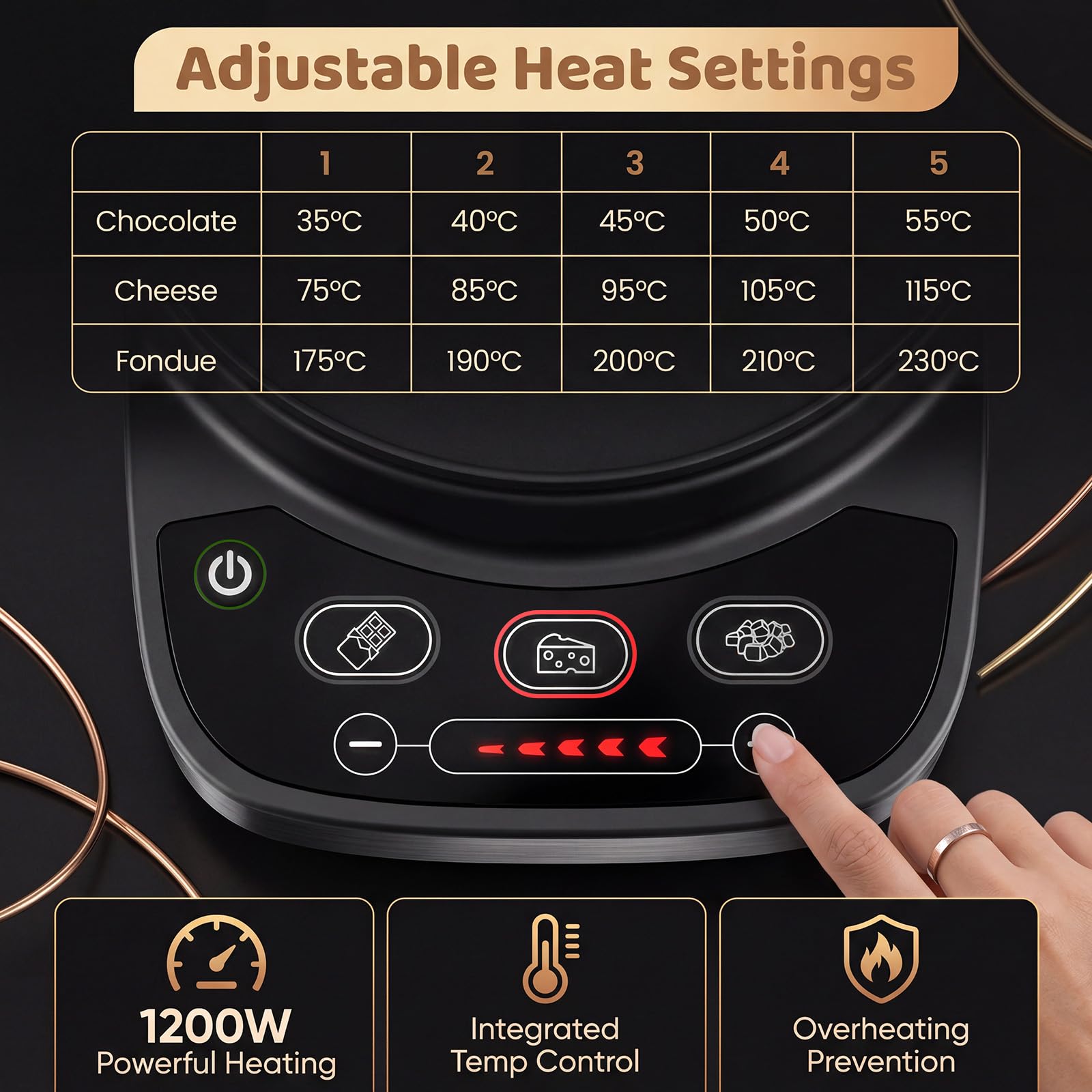 GIANTEX 1200W Fondue Eléctrica, Olla Eléctrica de Acero Inoxidable de 3 L