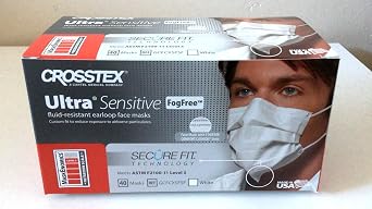 Crosstex CR-GCFCXSF Ultra Sensitive Fogfree Earloop Mask White Pack of 40