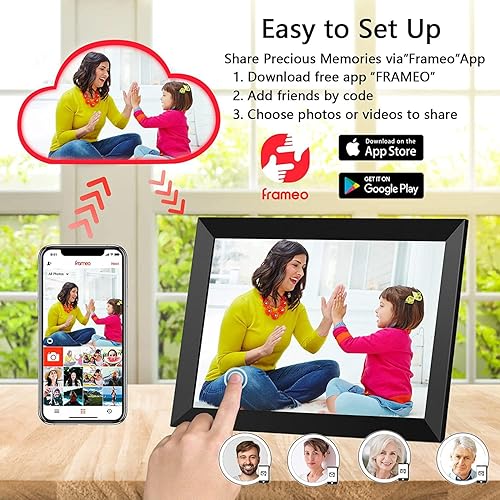 Miniatura 3 de FRAMEO Marco de fotos digital, marco de fotos digital WiFi de 10.1 pulgadas con pantalla táctil IPS HD de 1280 x 800, almacenamiento de 32 GB de
