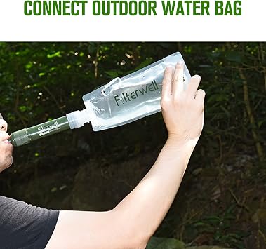Personal Water Filter, 4000L Portable Water Filter Kit for Hiking, Camping, Travel, 0.01 Micron Filter with Straw, Remove 99.9% Bacteria, Reusable Outdoor Survival Equipment, Emergency Preparedness