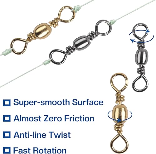 Miniatura 4 de JSHANMEI Kit giratorio de barril de pesca de 180 Uds., anillo sólido, balanceo de barril de pesca, revestimiento de níquel, líderes de agua salada,