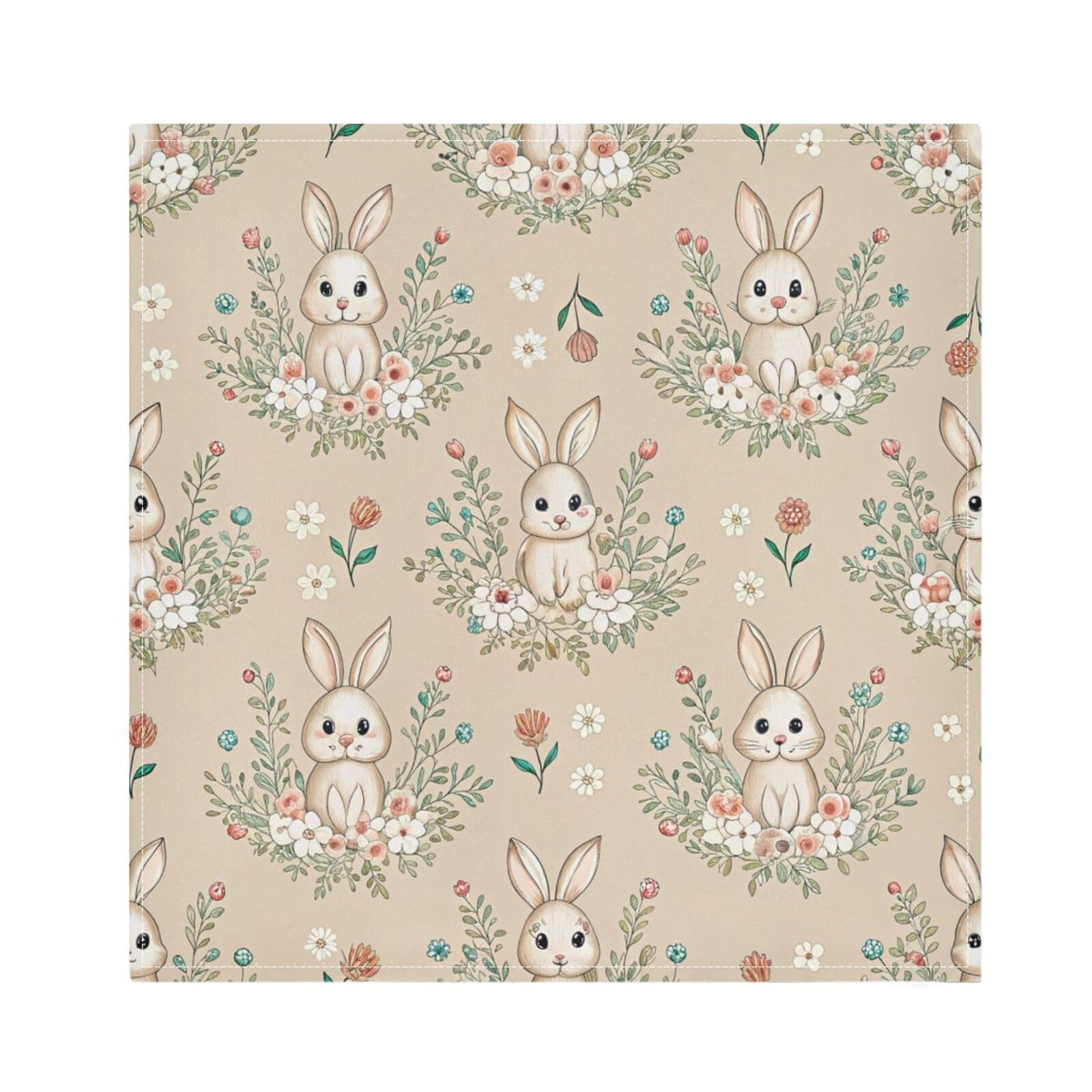 Ttgoth Easter Bunny Cloth Napkin Set of 6 Washable & Reusable Dinner Napkins for Dining Table, Banquets, Wedding, Party, 50x50 cm