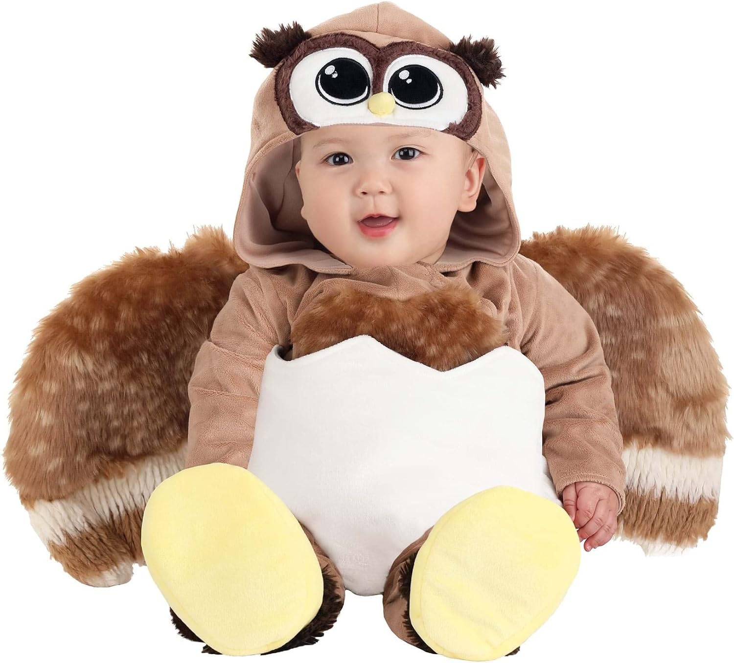 Hatching Owl Infant Costume - Velour Jumpsuit, Hood, Shell, Wings