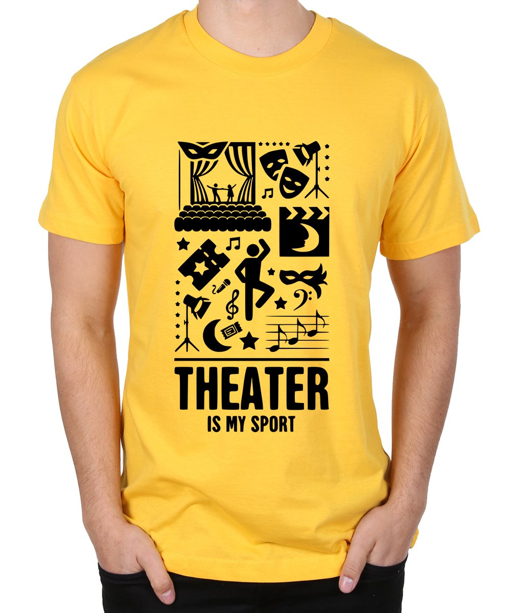 Caseria Men's Round Neck Cotton Half Sleeved T-Shirt with Printed Graphics - Theatre is My Sport