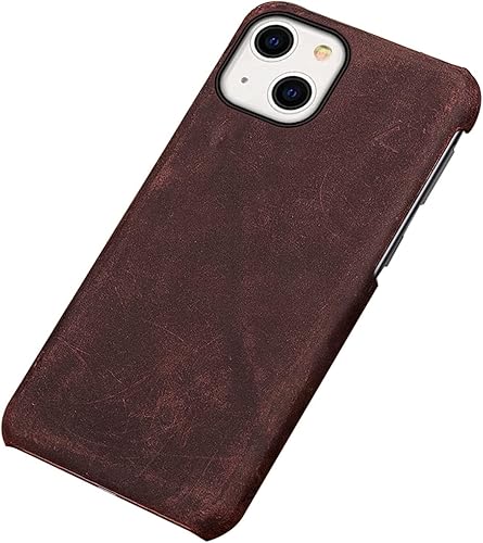 Miniatura 9 de TONECY Funda para iPhone 1414 Plus14 Pro14 Pro Max, funda trasera delgada de cuero genuino retro, agarre cómodo, grueso, anticaídas, a prueba de