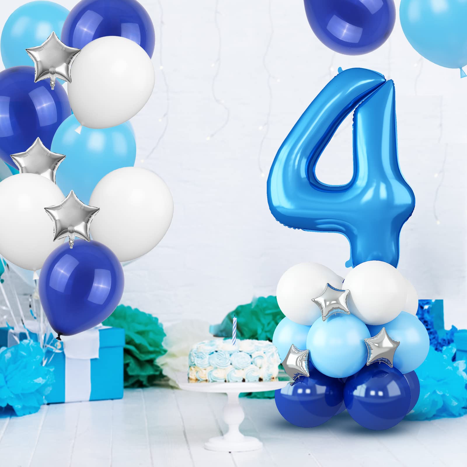 Amazon | 数字 バルーン ナンバー 4歳 40インチ 風船 バルーンスタンド