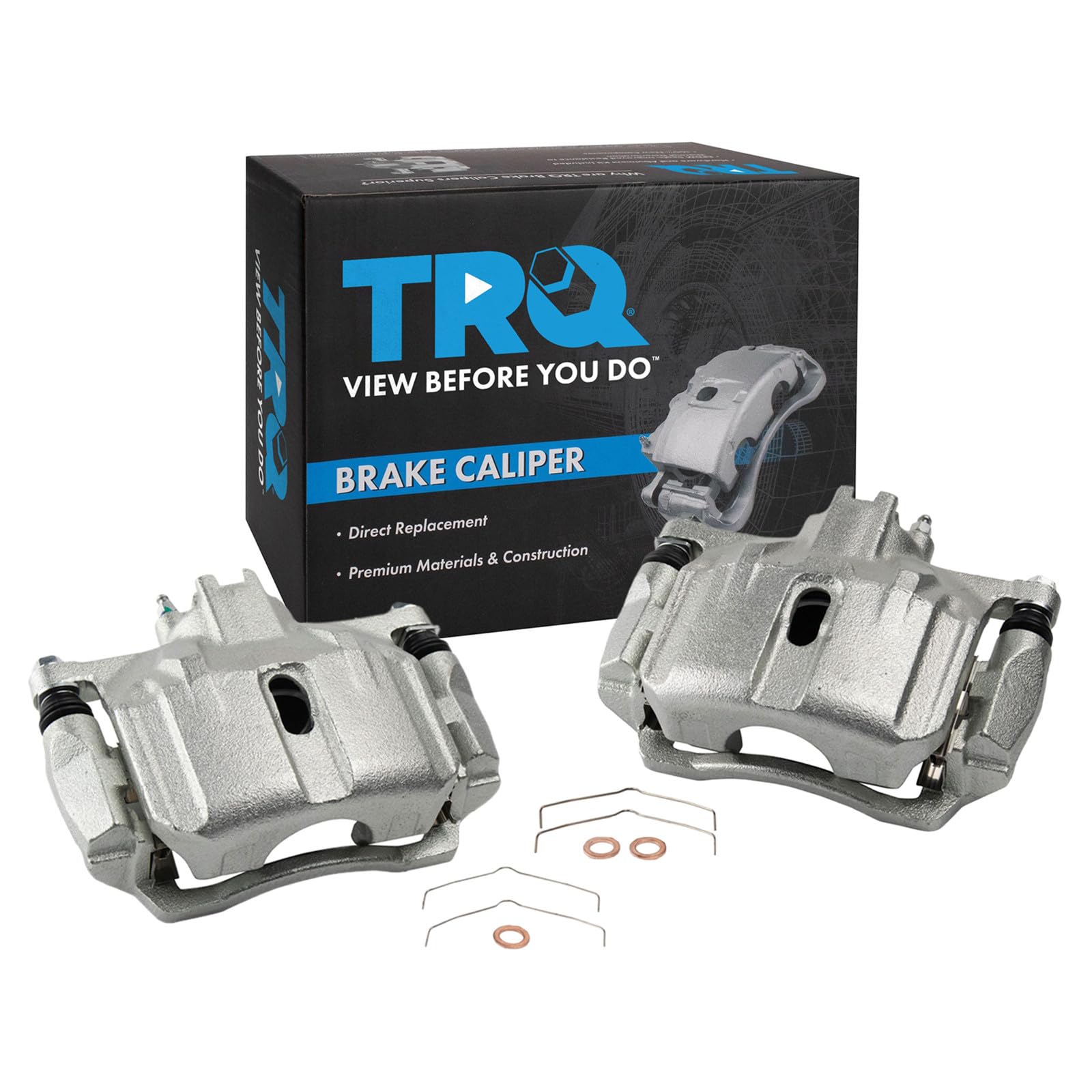 TRQ Front Brake Caliper Set Caliper Brackets Hardware