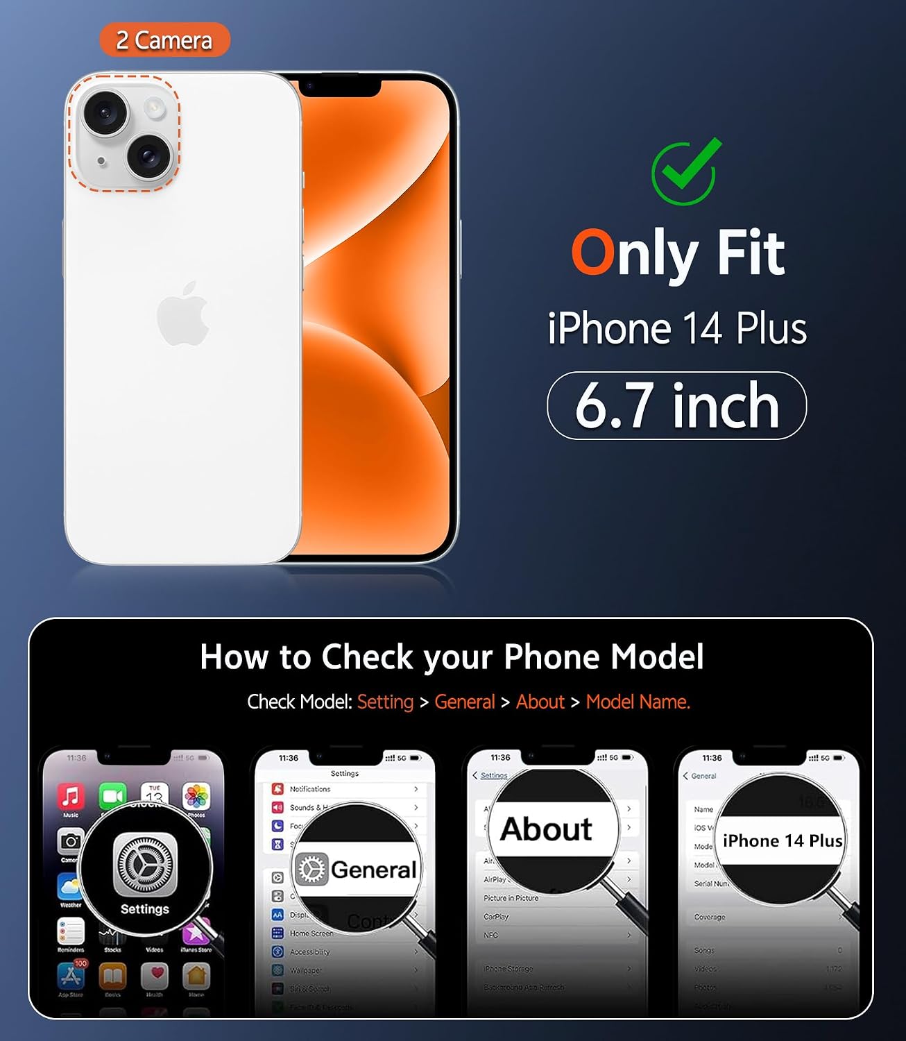 FNTCASE for iPhone 14 Plus Case: Matte Magnetic Phone Cases Compatible with Magsafe Slim Anti Yellowing Military Grade Drop Protection Rugged Protective Translucent Cell Phone Cover (C-Orange)