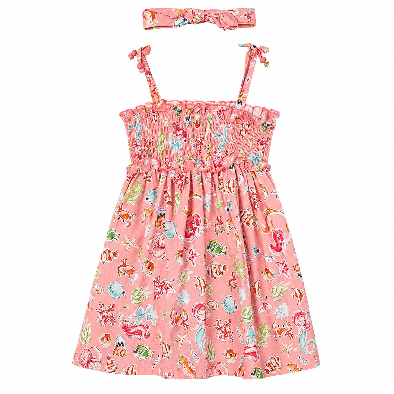 Mayoral Vestito Bambina 3-9 Anni in Cotone Estivo – Abito Bambina Mayoral con Fantasia Frutta, Spalline Annodate e Gonna Morbida, Outfit Estate Fashion Bambina Modello 3954