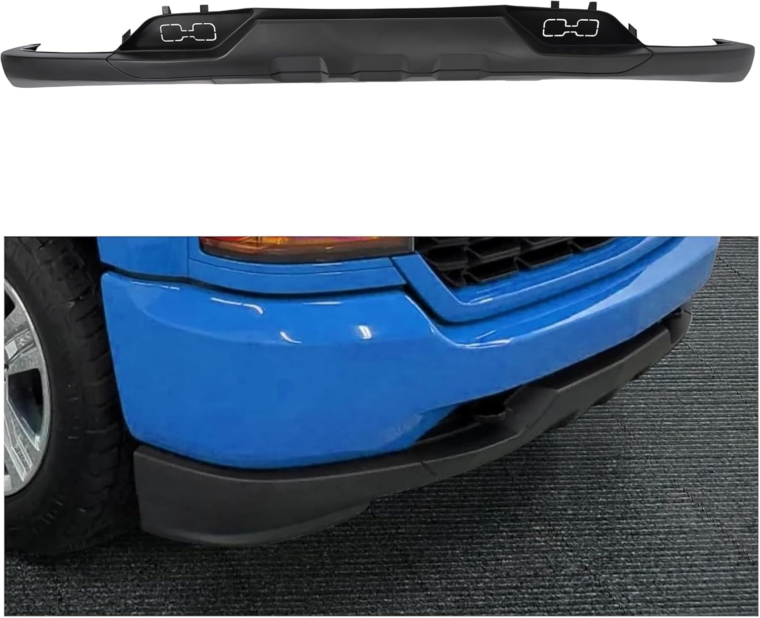 KUAFU Front Lower Valance Compatible with 2016-2018 Chevy Chevrolet Silverado 1500 & 2019 Silverado 1500 LD Replacenbt For 84029773 GM1015134C W/Tow Hooks Holes Bumper Air Dam Deflector Black