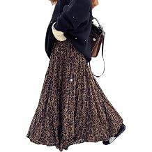 Leopard Print Skirt for Women, high Waisted Pleated Flowy Skirt, Vintage Cheetah Print Skirt