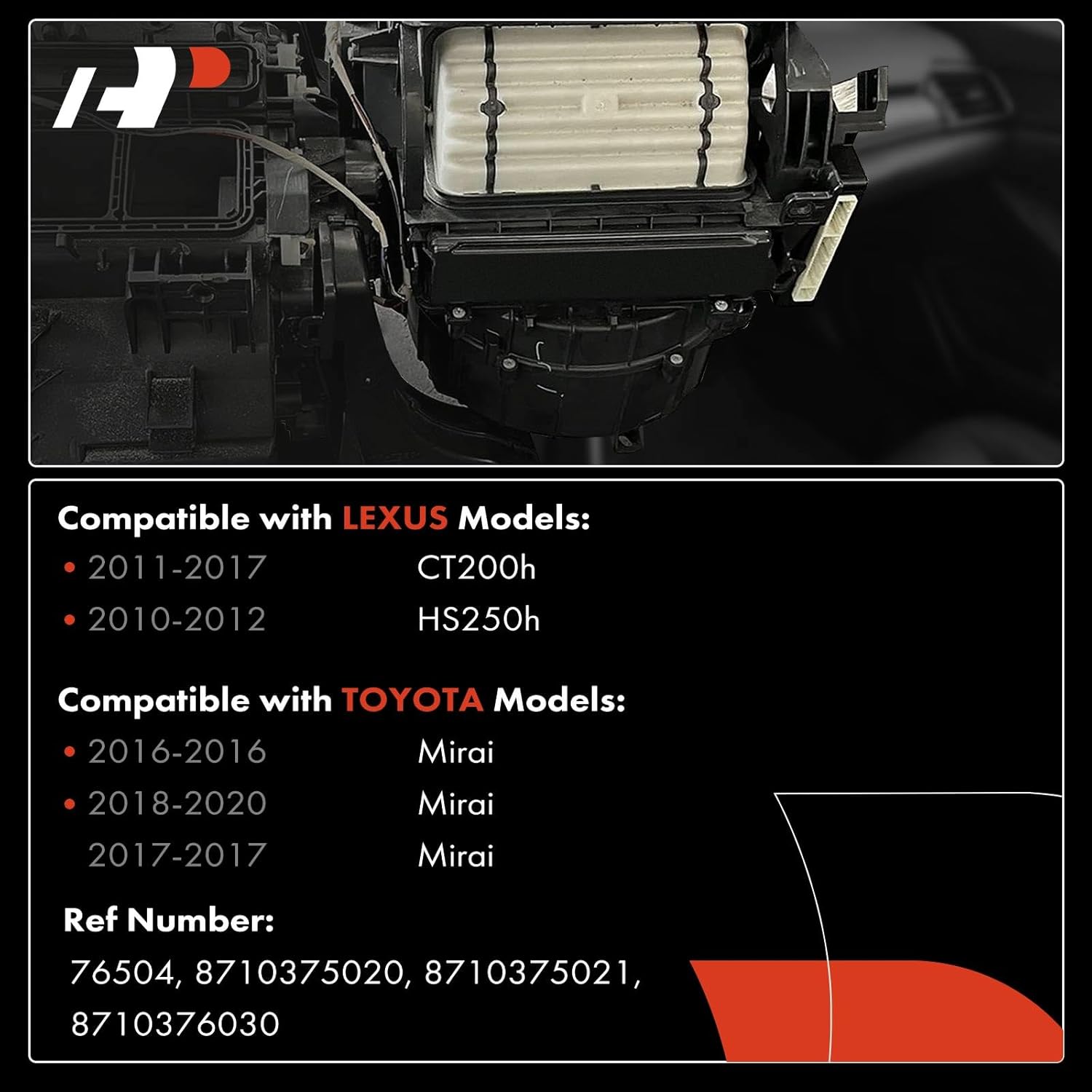 A-Premium Front HVAC Heater Blower Motor Compatible with Lexus CT200h 2011-2017, HS250h 2010-2012 & Toyota Mirai 2016-2020, with Fan Cage