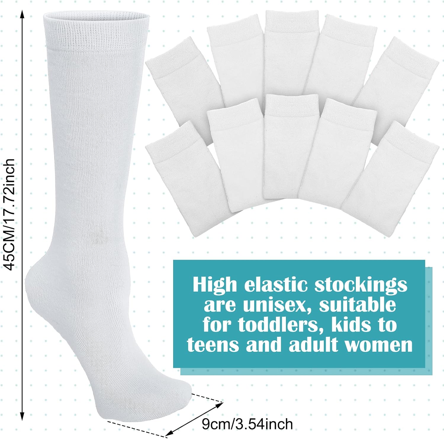 Janmercy 12 Pairs Knee High Socks for Girls School Uniform Breathable Seamless Long Tube Socks for Uniform Dresses 8-10 Years