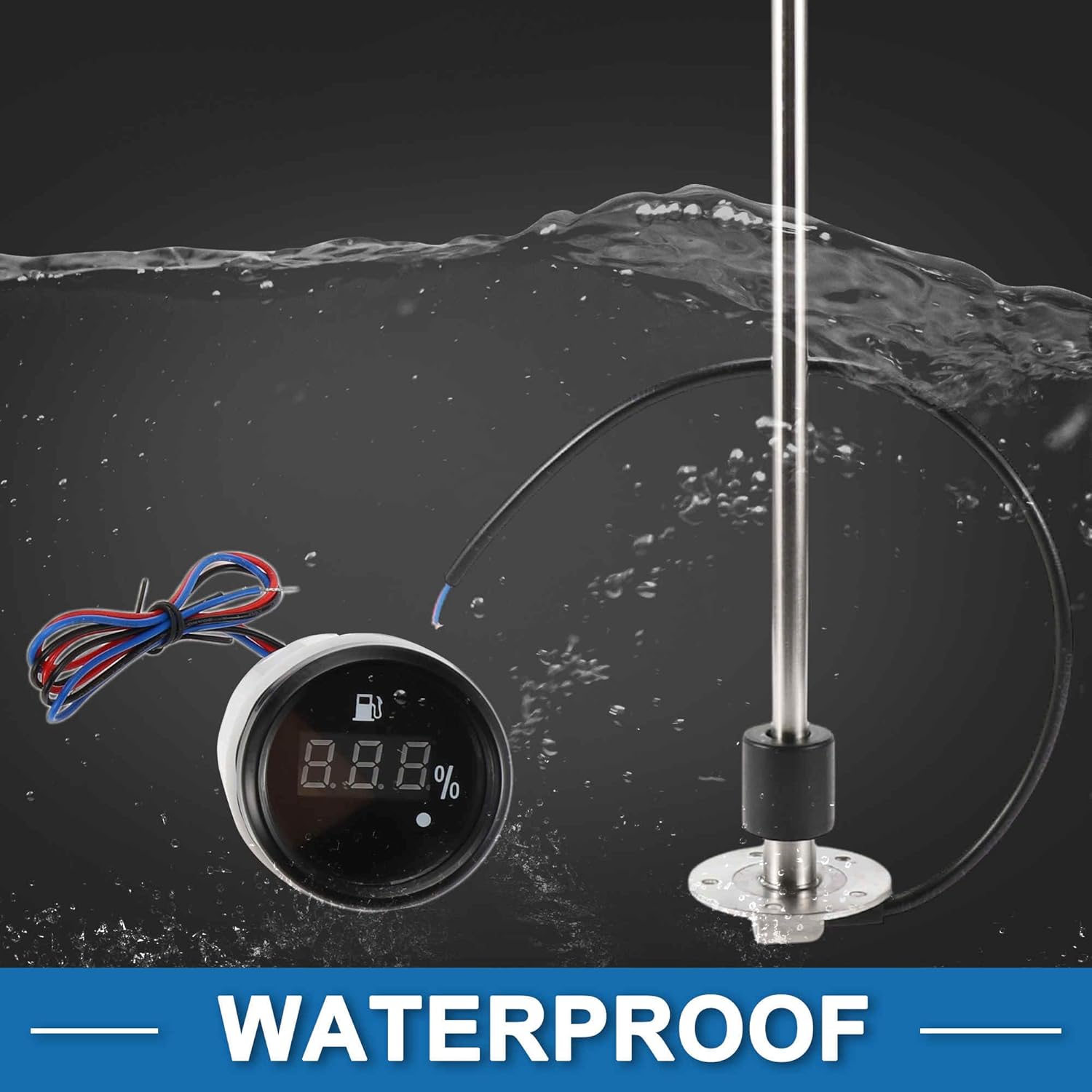 Fuel Sending Unit and Gauge Kit 600mm Length Boat Fuel Sending Unit Marine Fuel Sender Unit Metal Black 1 Set 240-33 Ohm