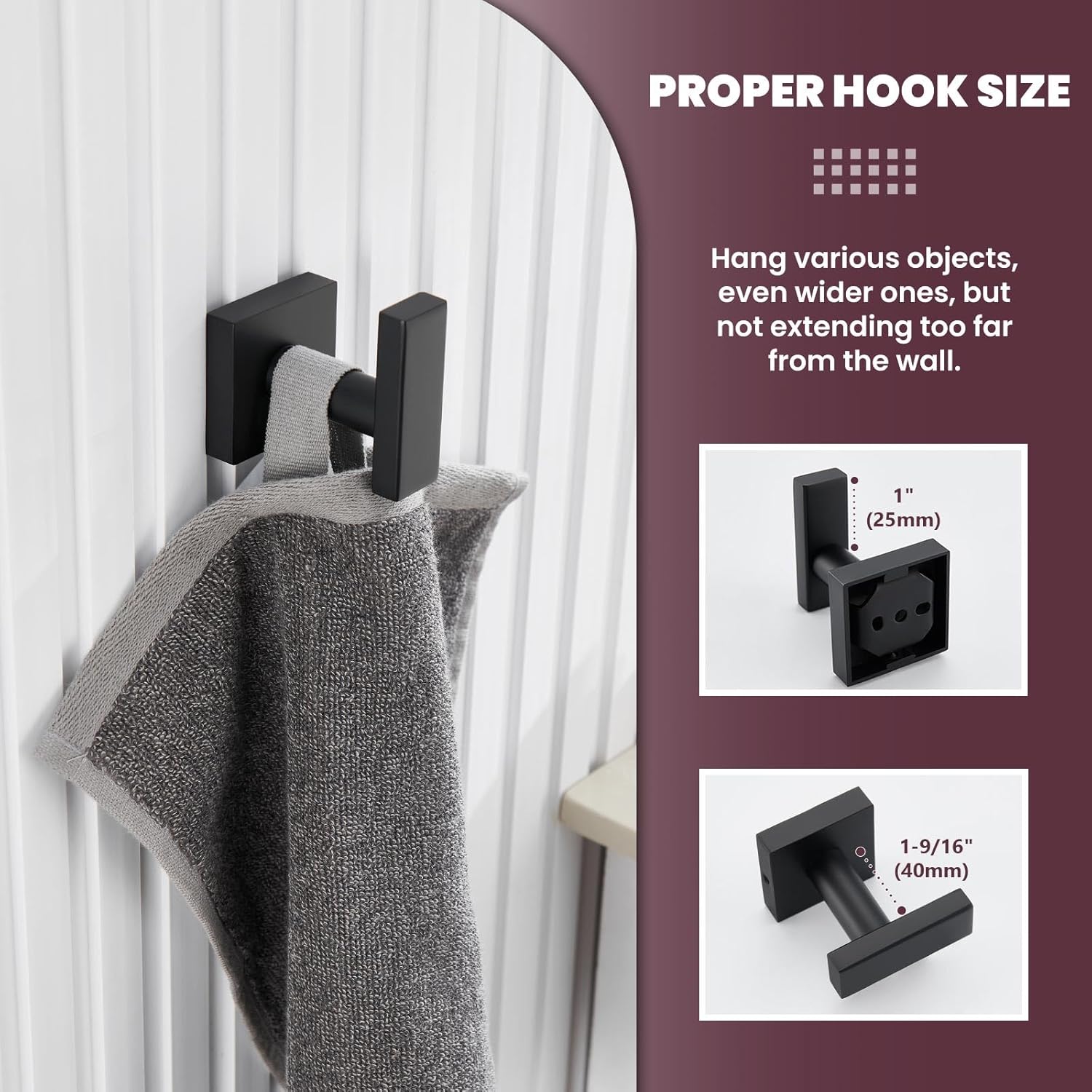 Toilet Paper Holder Bundle with Robe Hook (Matte Black)