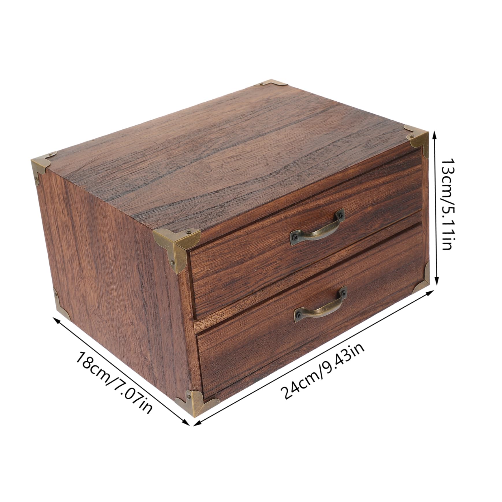 OUNONA Vintage Holzbox mit Schubladen Schreibtisch Organizer für Home Office 2 Schubladen Großzügiger Stauraum Ordentliche Aufbewahrung