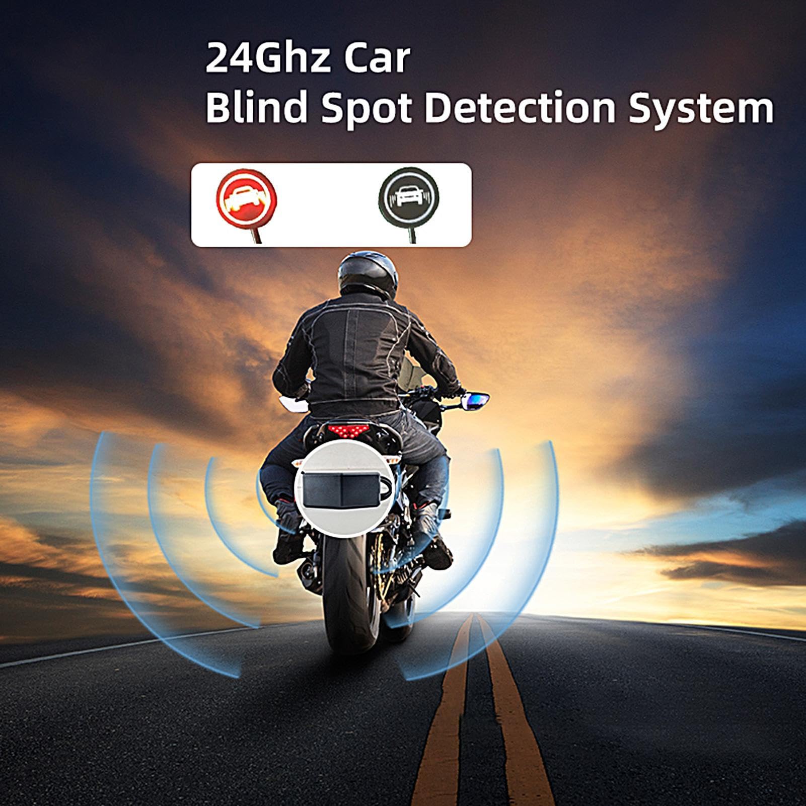 de detección de Sensor de Puntos Ciegos,Sensor de Monitor de Radar de Puntos Ciegos Traseros,Advertencia LED de Puntos Ciegos para Motocicletas 65.62 pies | Kit de detección de