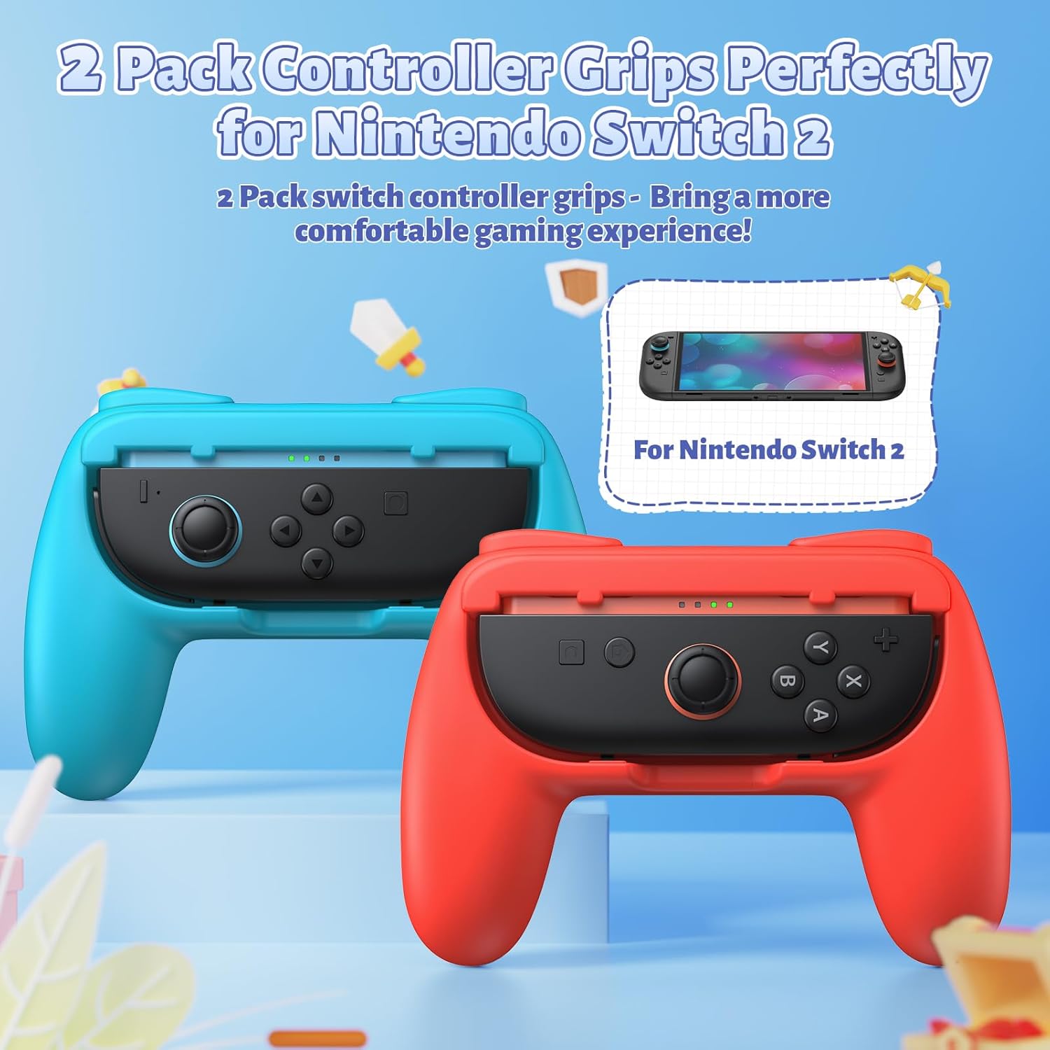 FASTSNAIL Grips for Nintendo Switch 2 (2025) for Joy-Con 2, Wear-Resistant & Anti-Slip Switch 2 Controllers Grips Handle Kit, Switch Holder Accessories for JoyCon 2 (Red,Blue) 3 71hPIevnhJL. AC SL1500
