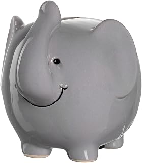 LEONARDO HOME Bambini Elefant Spardose, Keramik Sparschwein mit Schlüssel, Geschenk für Kinder, Jungen Mädchen, 11,5 cm, grau farbig, 039193