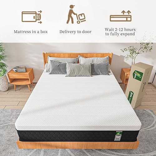 Miniatura 6 de Colchón de tamaño matrimonial  Colchones híbridos de 10 pulgadas en una caja  Muelles individuales de sensación media firme y espuma viscoelástica