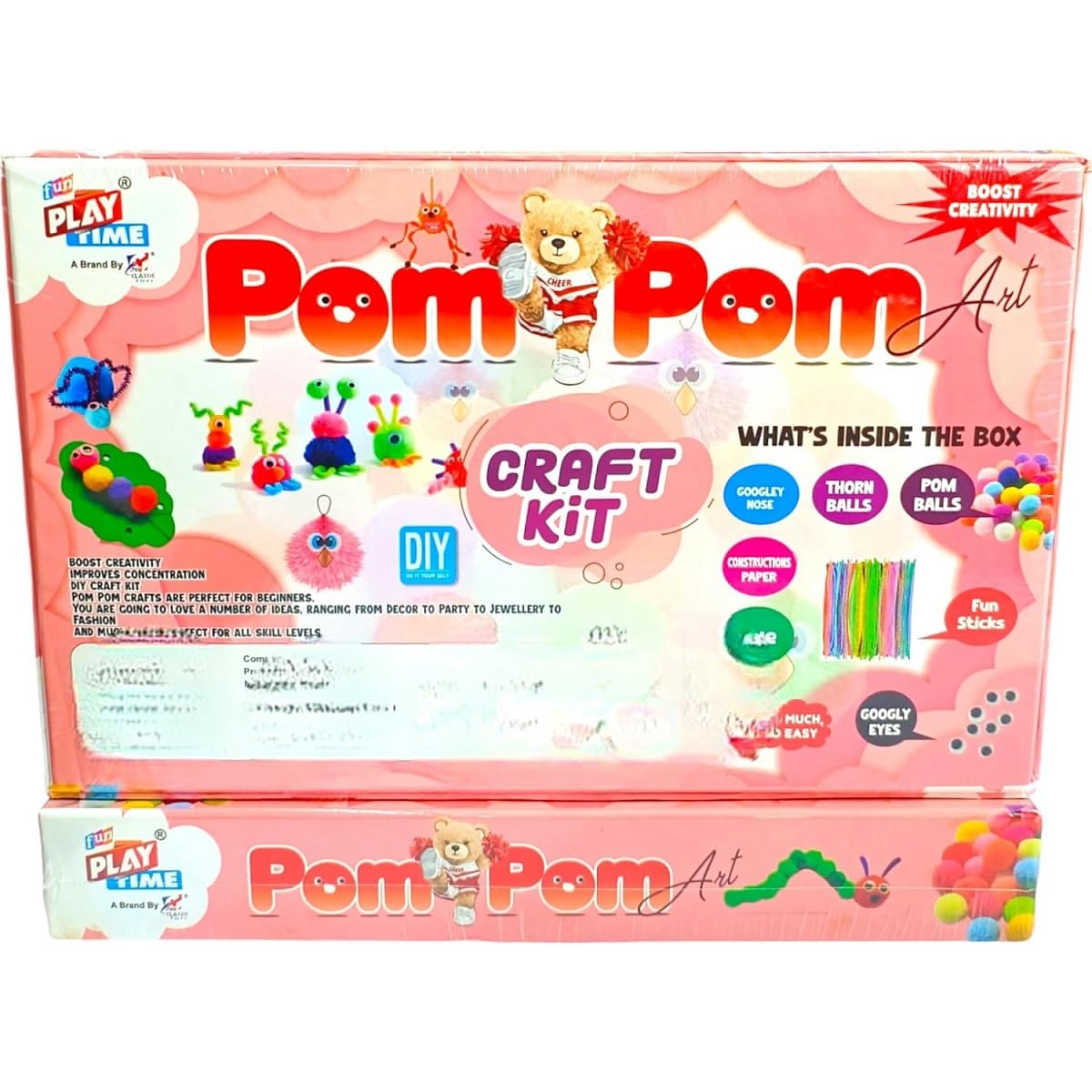 EROLIFIN Pompom Maker Arts and Crafts Sewing Kit, DIY Cute Animal Toys, Dolls, Band for Kids 3+ Years, Girls Gifts, Birthday Present, Wool Knitting Tool Set, Ball Winders, Decoration Pack of 1 2