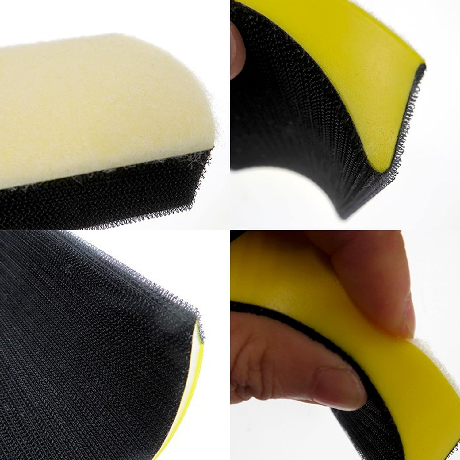 5 Pièces 6 Pouces Cale a Poncer, Mousse PU + Plastique, Poignée Ergonomique, pour le Polissage du Bois et le Ponçage Fin, Convient pour le Bois, le Carrelage, le Métal, le Verre (Jaune)