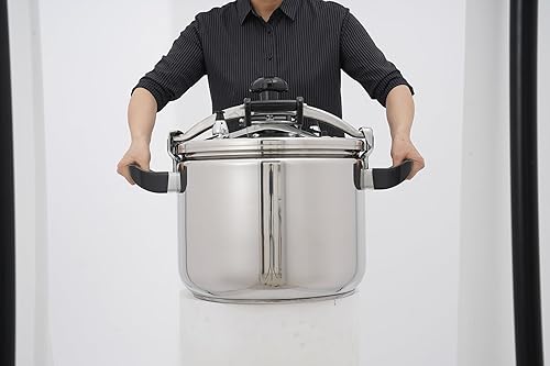 Miniatura 9 de Olla a presión de acero inoxidable de 42 cuartos de galón, capacidad extragrande, abrazadera de olla a presión comercial, válvulas dobles para uso