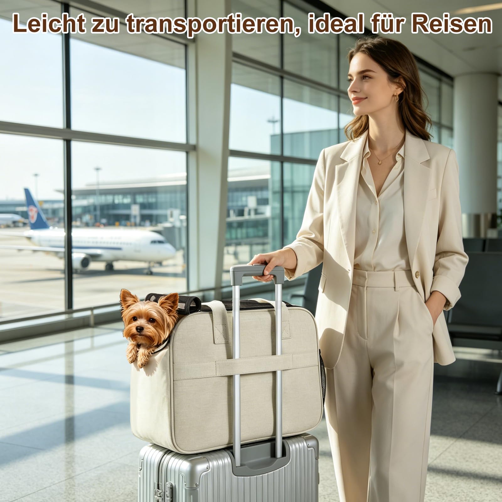 Hundetasche für Kleine Hunde, Tragetasche Hund für Kleine Hunde bis 6.5kg, Leichte Atmungsaktive Haustiertasche, Modische Handtasche für Reisen, Outdoor und Camping