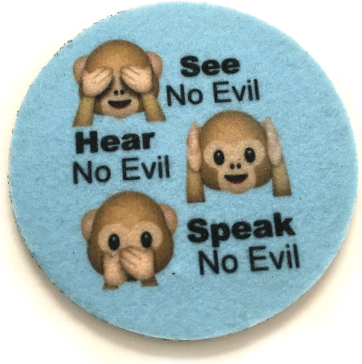 See no Evil, Hear no Evil, Speak no Evil car Coasters for Your car's Cup Holder- Monkey face Emoji Coasters-Makes a Great Gift