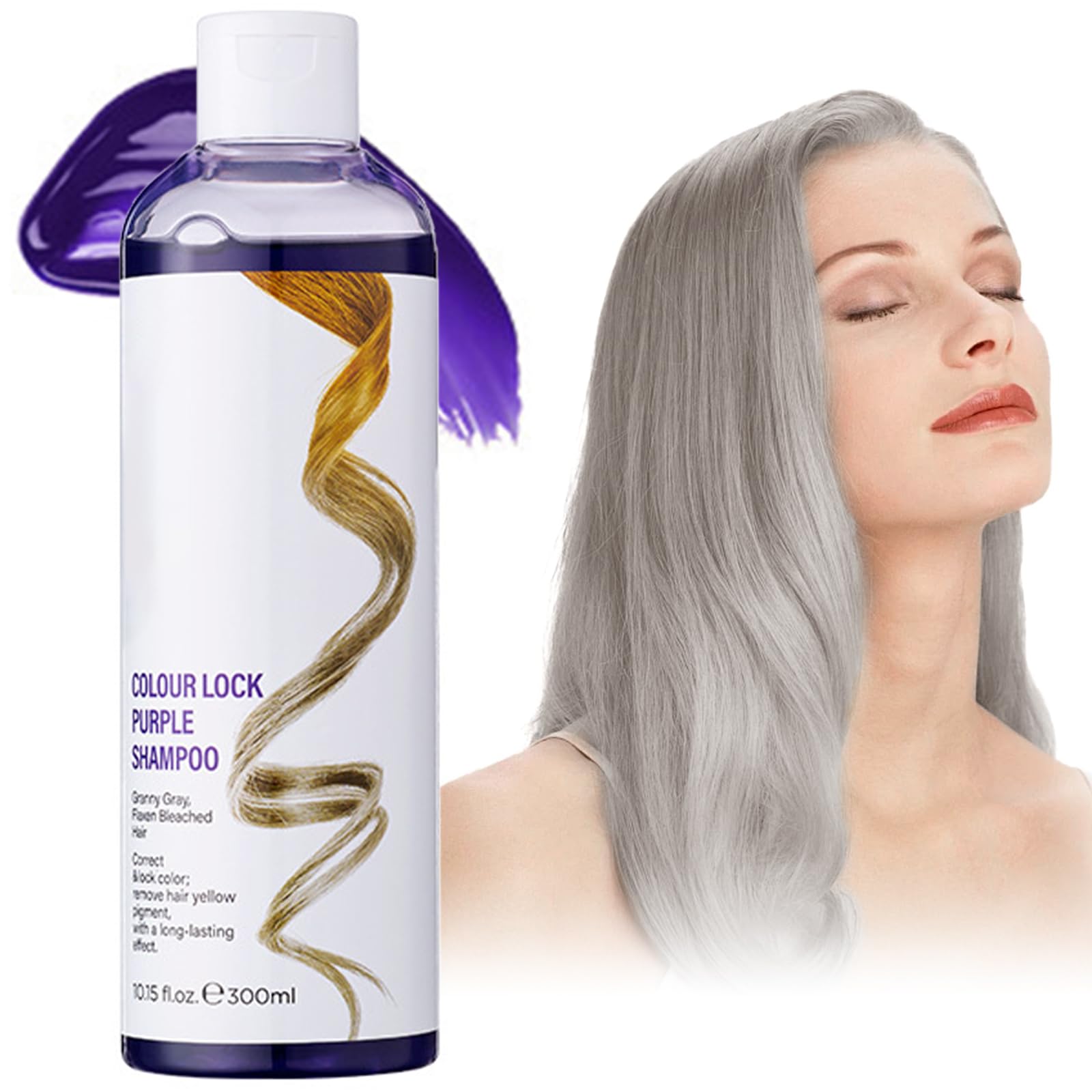 Dymeist Silver Shampoo,Purple Shampoo,Platinum Shampoo, Toning Shampoo for Blonde, Silver, Gray, White, and Platinum Hair, Anti Brassy Remove Yellow Tones & Brassiness, 300ml (01)