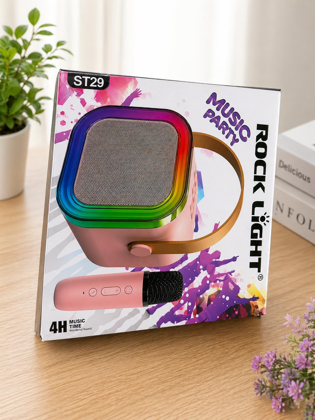 Portable Bluetooth Speaker with Wireless Karaoke Mic, RGB LED Lights & Rechargeable Battery-image-22