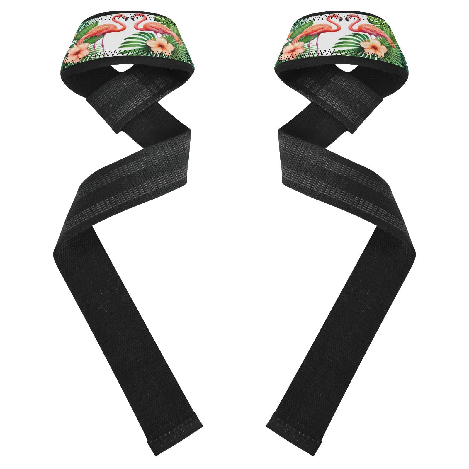 STAYTOP Two Flamingos Wrist Straps for Weightlifting,Lifting Straps with Neoprene Cushioned Wrist Padded and Anti-Skid Silicone for Strength Training,Bodybuilding,Deadlifting