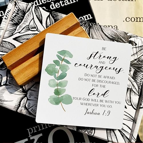 Miniatura 29 de Letrero de madera con versículos bíblicos con texto en inglés "Country Be Still and Know That I am God", decoración de escritorio cristiana