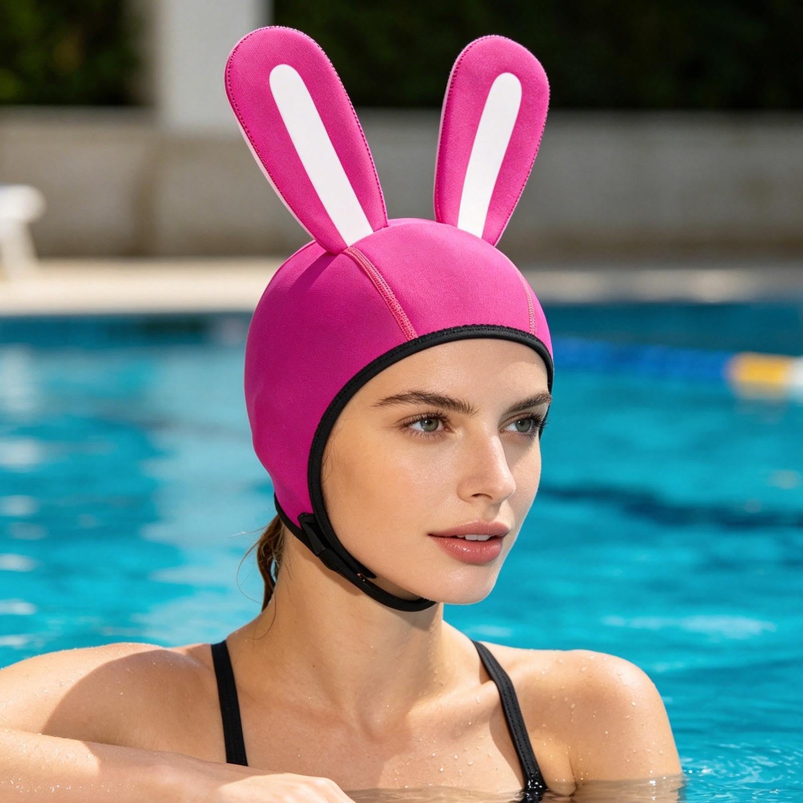 Generisch Bonnet de plongée en néoprène - Avec oreilles de lapin - Pour canoë-kayak, sports nautiques, surf, voile, natation, kayak et tuba