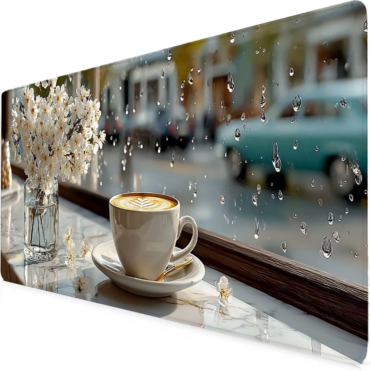 Schreibtischunterlage Blume Mauspad Gaming XXL Mousepad wasserdichte rutschfeste Schreibtisch Unterlage, Mauspad Groß Verbessert Präzision und Geschwindigkeit, Gaming Zubehör (Tasse,90x40cm) 2-u7251