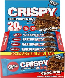 Crispy Protein Bar - Choc Chip 60g x 12 | Protein without the brick-in-your-bag feeling.